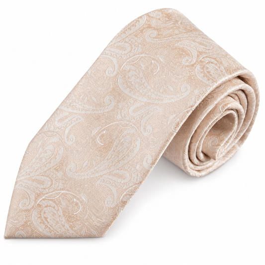 Necktie Satin Paisley Jacquard Self Tie Classic Windsor — professional product photograph