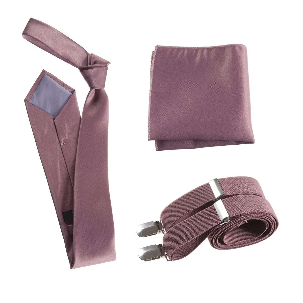 Classic Windsor Self Tie Necktie Suspenders and Pocket Square - Tuxgear