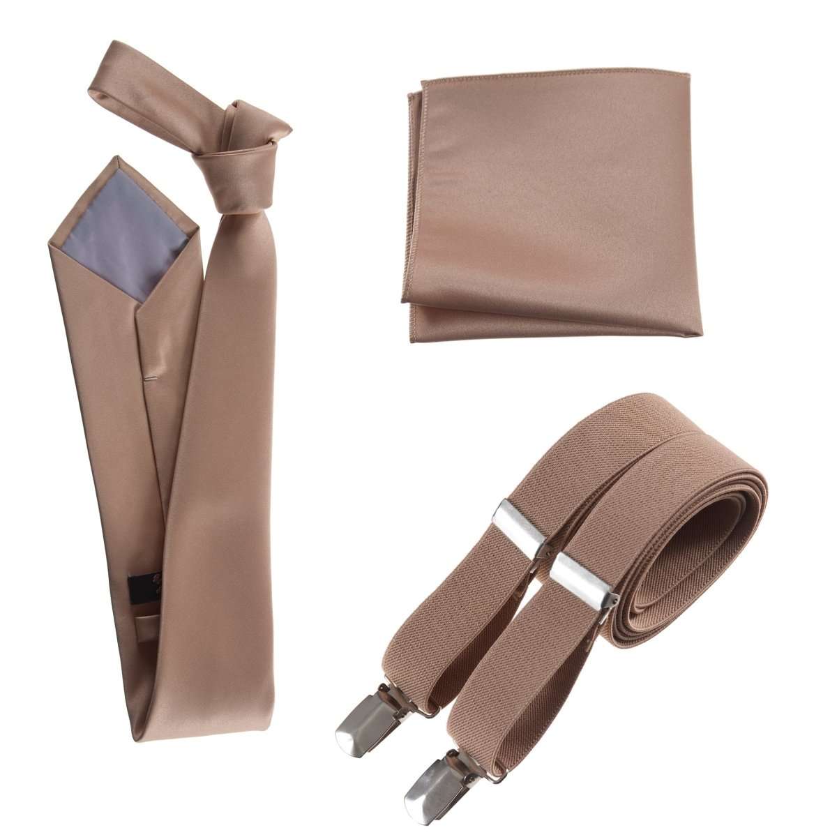 Classic Windsor Self Tie Necktie Suspenders and Pocket Square - Tuxgear