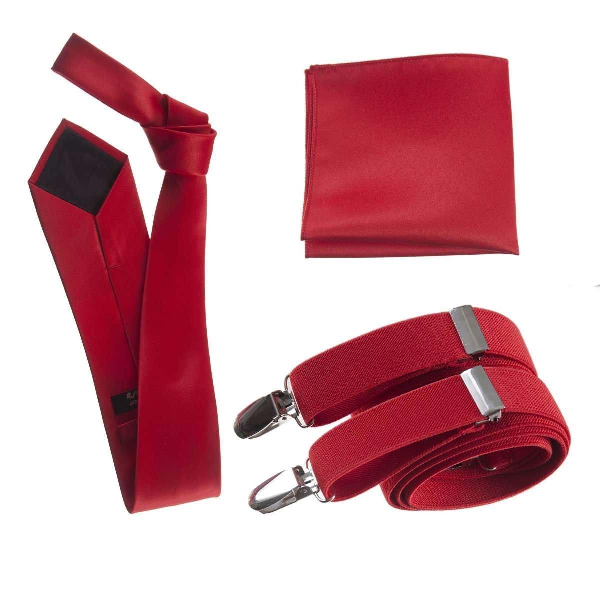 Classic Windsor Self Tie Necktie Suspenders and Pocket Square - Tuxgear