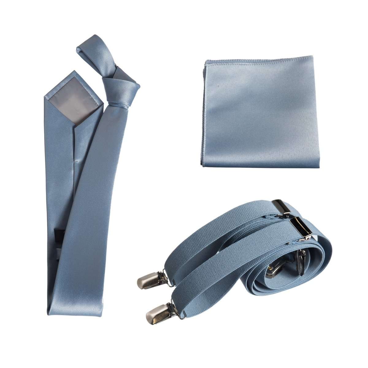 Classic Windsor Self Tie Necktie Suspenders and Pocket Square - Tuxgear