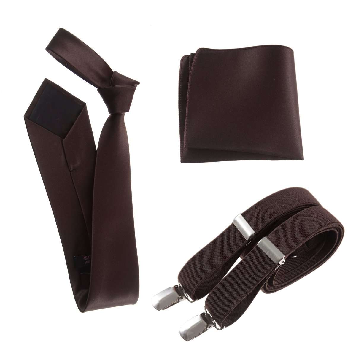 Classic Windsor Self Tie Necktie Suspenders and Pocket Square - Tuxgear
