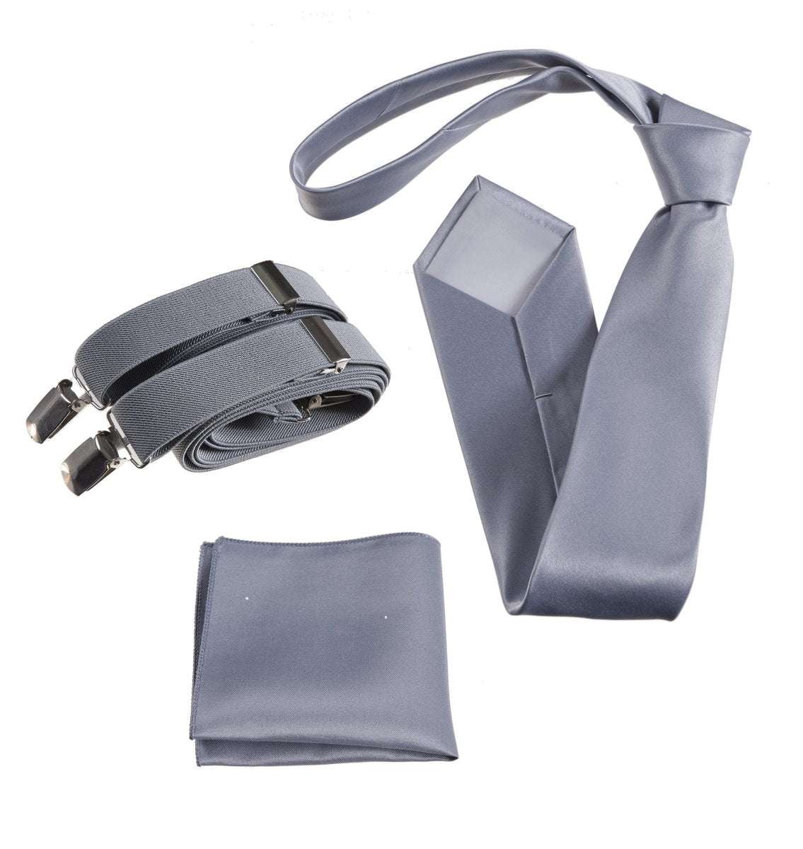 Classic Windsor Self Tie Necktie Suspenders and Pocket Square - Tuxgear