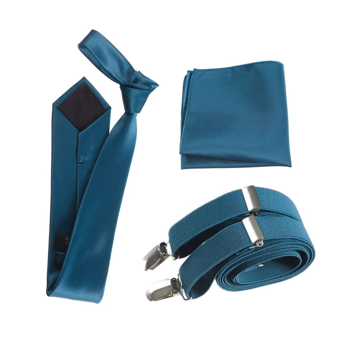 Classic Windsor Self Tie Necktie Suspenders and Pocket Square - Tuxgear