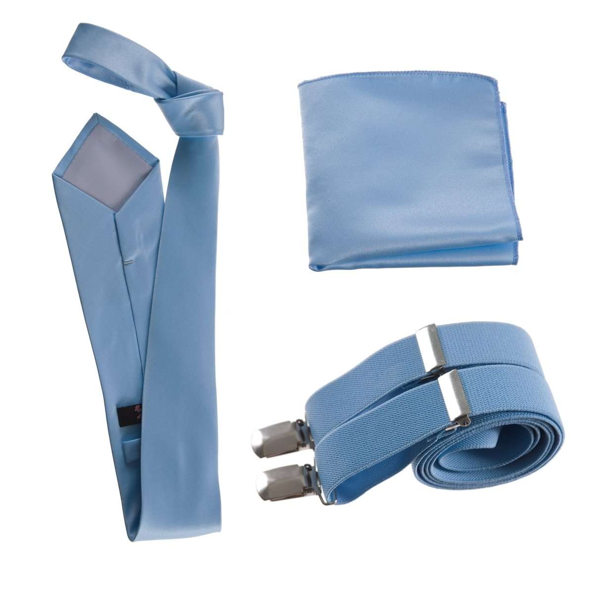 Classic Windsor Self Tie Necktie Suspenders and Pocket Square - Tuxgear