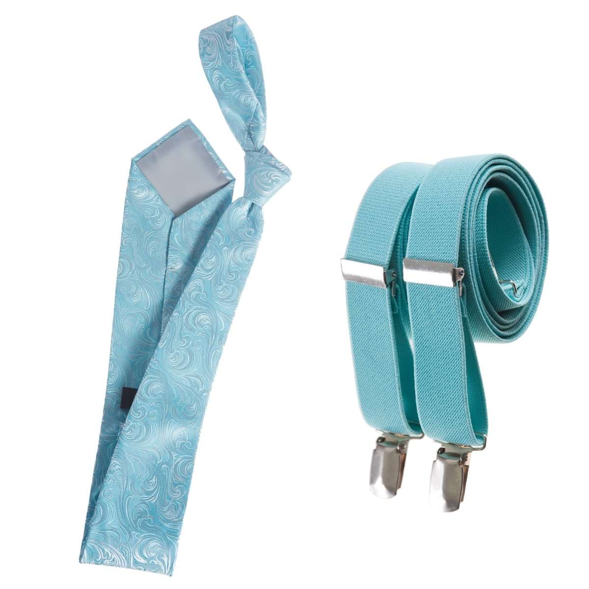 Classic Windsor Self Tie Paisley Jacquard Necktie and Suspenders - Tuxgear