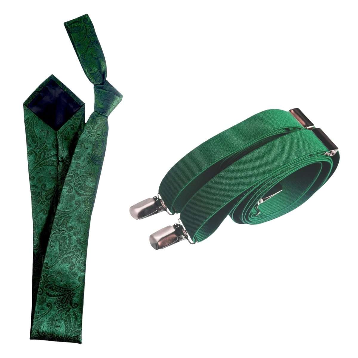 Classic Windsor Self Tie Paisley Jacquard Necktie and Suspenders - Tuxgear