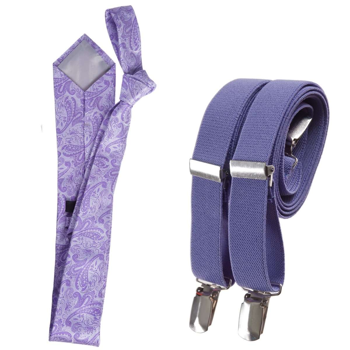 Classic Windsor Self Tie Paisley Jacquard Necktie and Suspenders - Tuxgear
