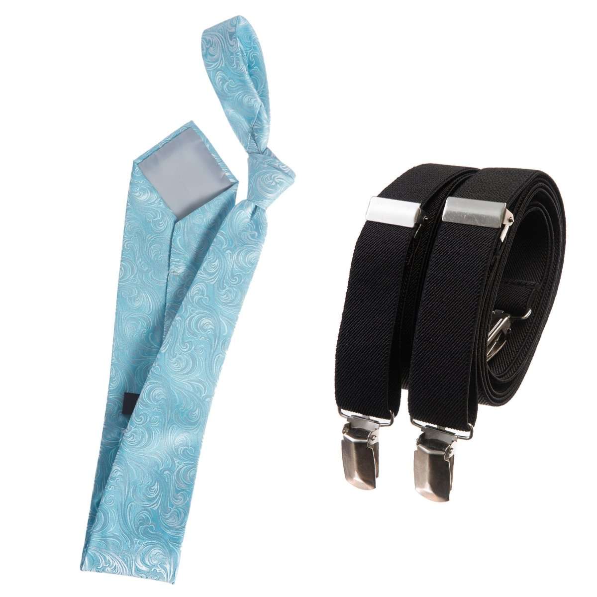 Classic Windsor Self Tie Paisley Jacquard Necktie and Suspenders - Tuxgear