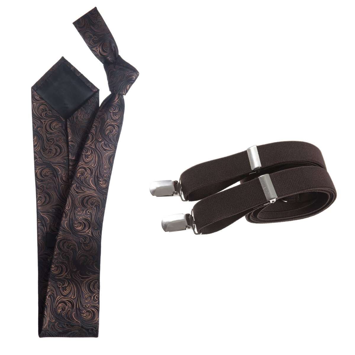 Classic Windsor Self Tie Paisley Jacquard Necktie and Suspenders - Tuxgear