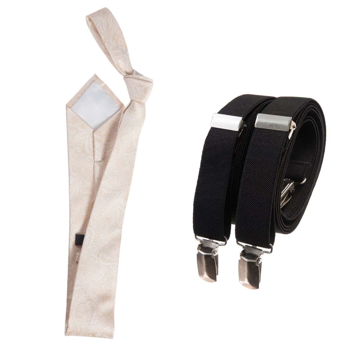 Classic Windsor Self Tie Paisley Jacquard Necktie and Suspenders - Tuxgear