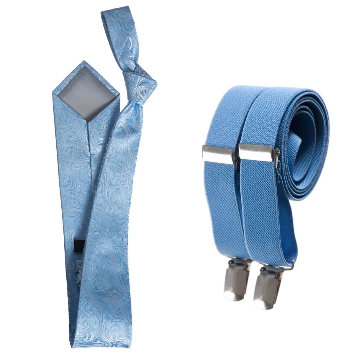 Classic Windsor Self Tie Paisley Jacquard Necktie and Suspenders - Tuxgear