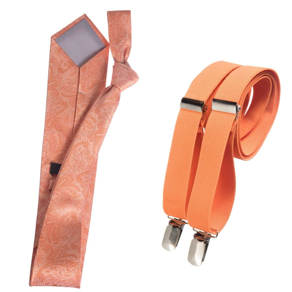 Classic Windsor Self Tie Paisley Jacquard Necktie and Suspenders - Tuxgear