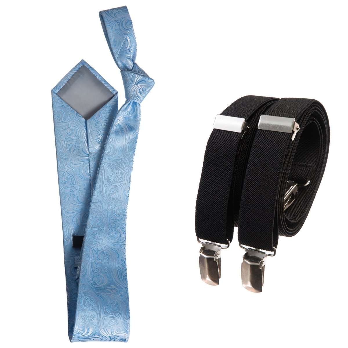 Classic Windsor Self Tie Paisley Jacquard Necktie and Suspenders - Tuxgear