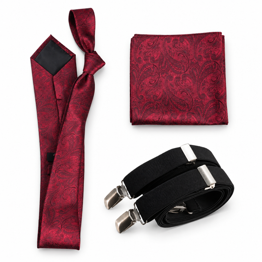 Self-Tie Paisley Jacquard Windsor Necktie Set | 30+ Colors — professional product photograph