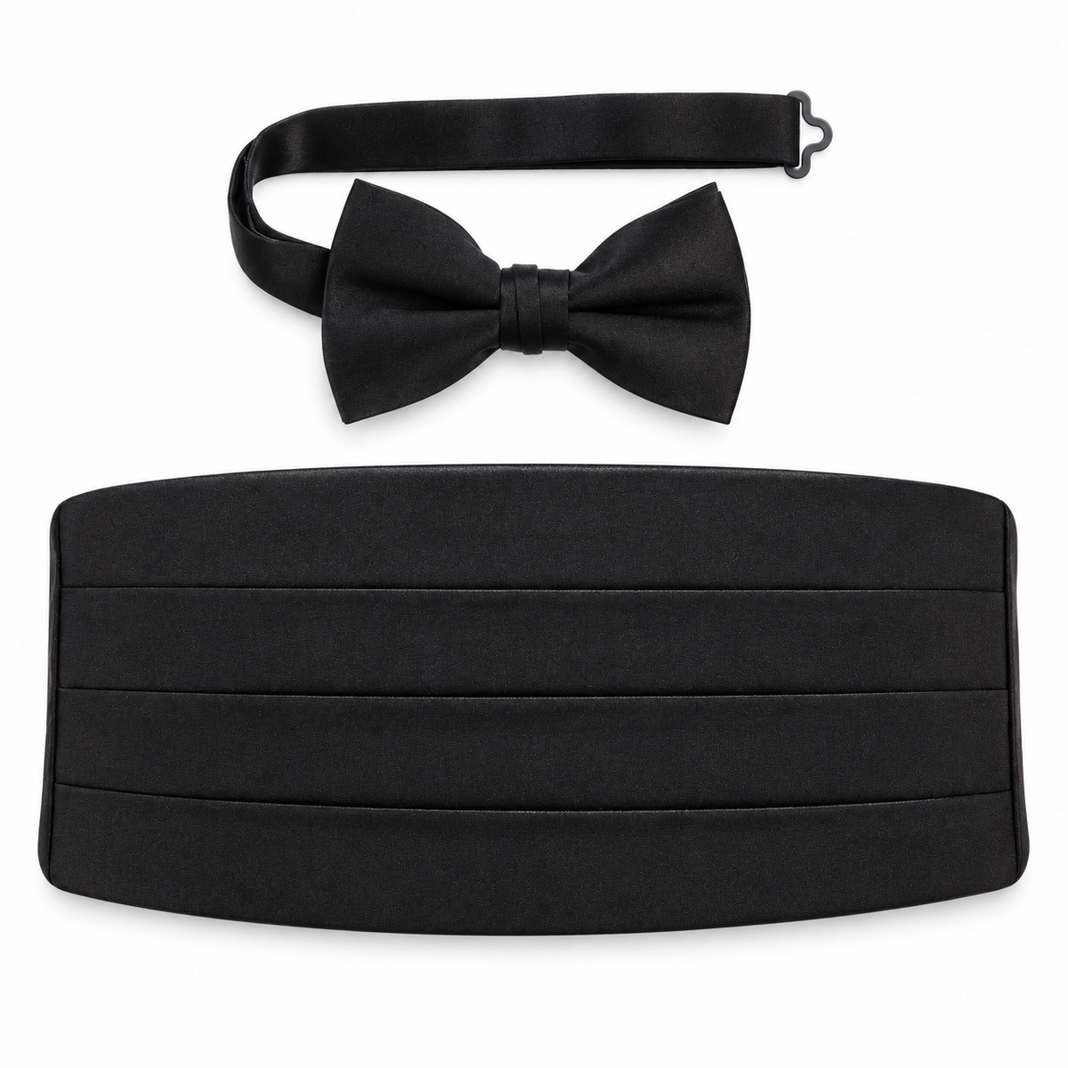 Deluxe Satin Cummerbund & Bow Tie Set | Boys & Men's Sizes — professional product photograph