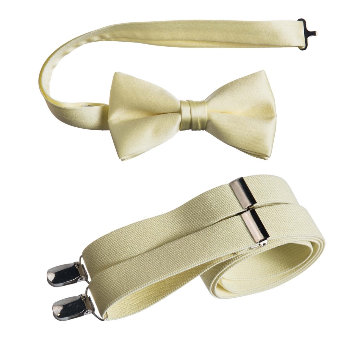Men's Pre - tied Satin Bow Tie and Adjustable Stretch Suspender Sets - Tuxgear