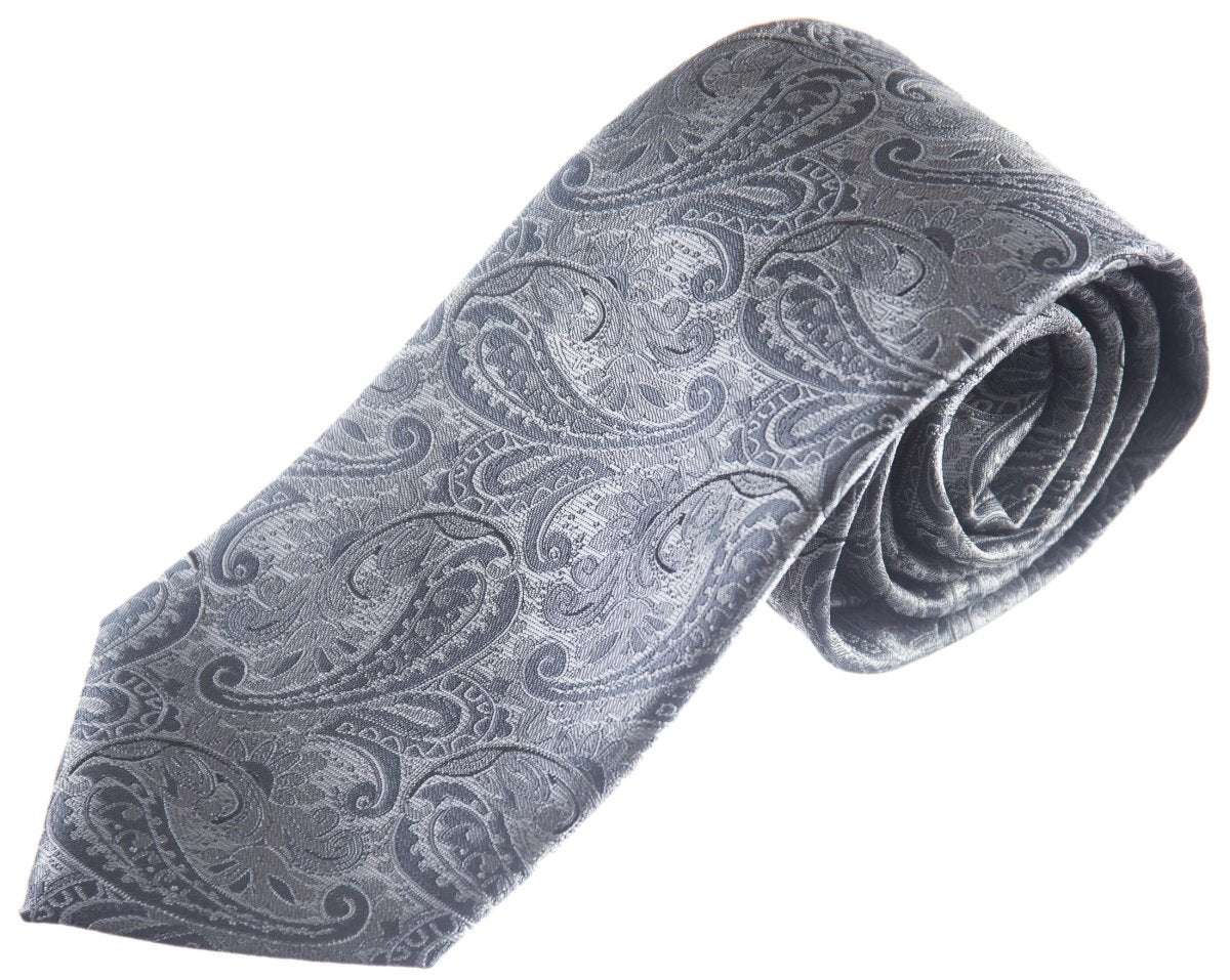 Necktie Satin Paisley Jacquard Self Tie Classic Windsor - Tuxgear