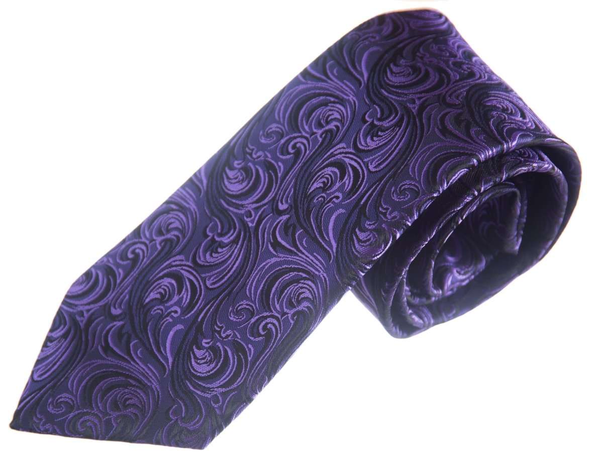 Necktie Satin Paisley Jacquard Self Tie Classic Windsor - Tuxgear