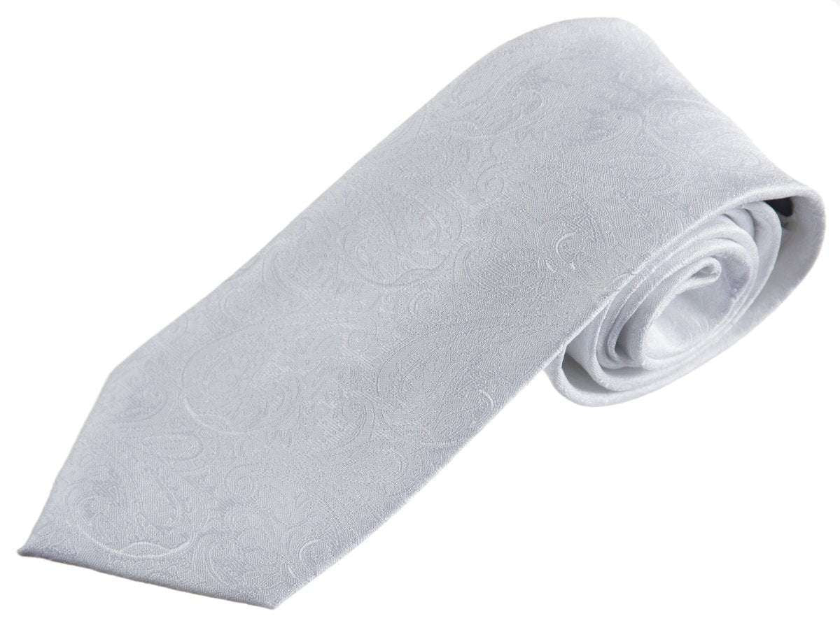 Necktie Satin Paisley Jacquard Self Tie Classic Windsor - Tuxgear