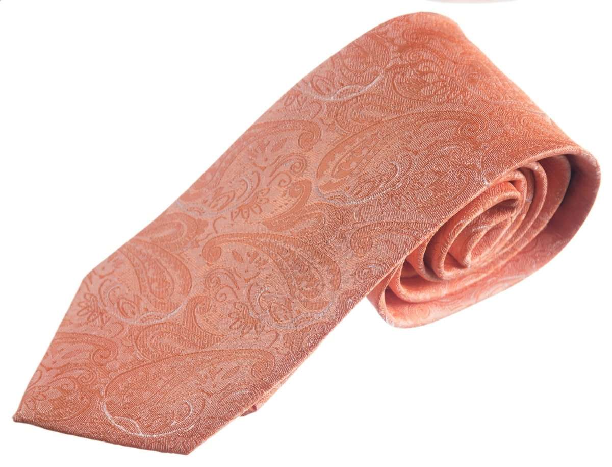 Necktie Satin Paisley Jacquard Self Tie Classic Windsor - Tuxgear