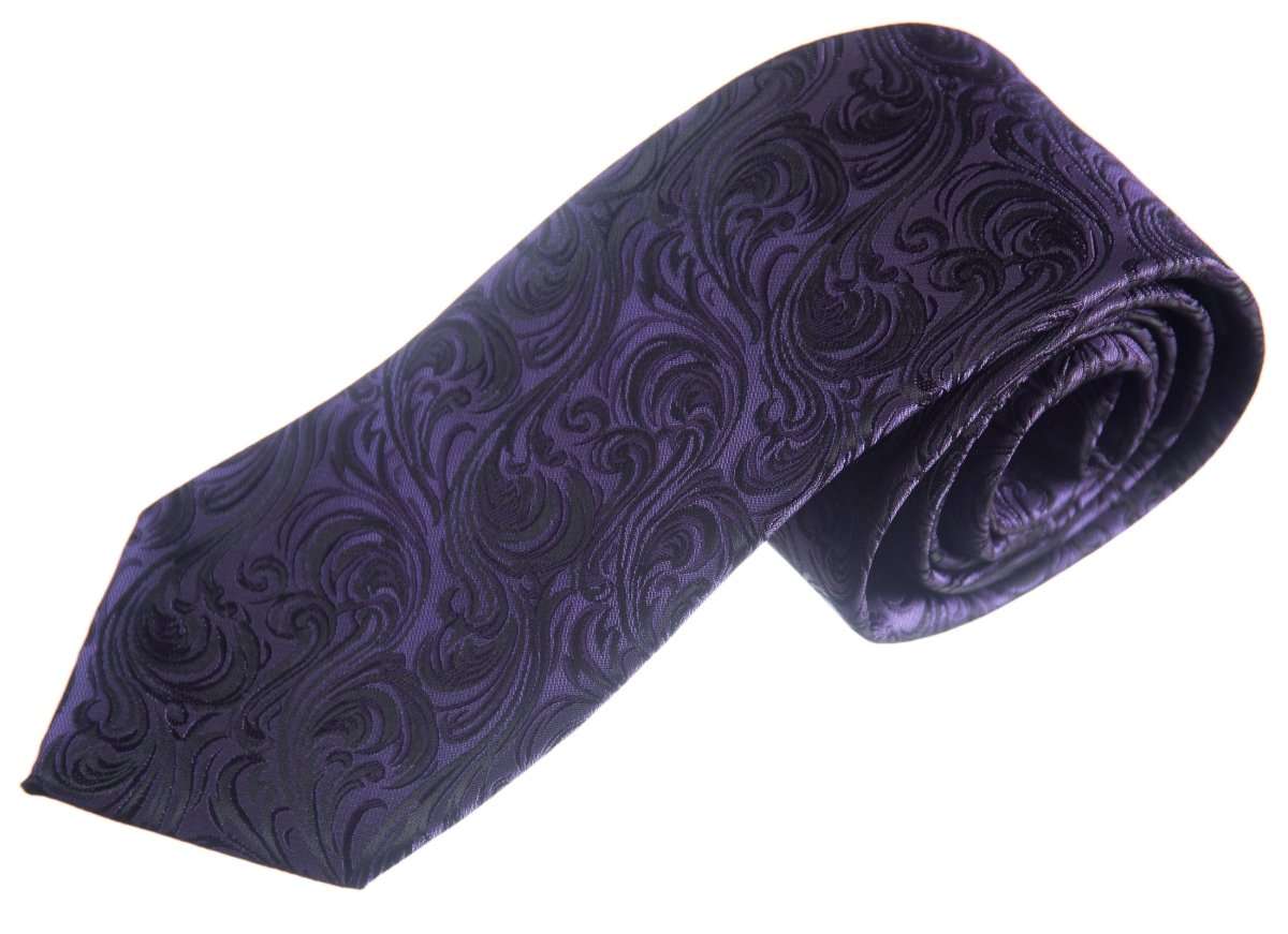 Necktie Satin Paisley Jacquard Self Tie Classic Windsor - Tuxgear