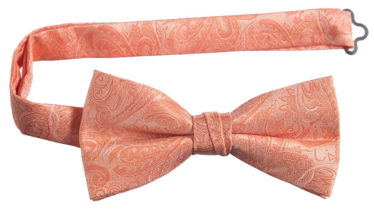 Pre - tied Adjustable Bow Tie of Satin Paisley Jacquard - Tuxgear