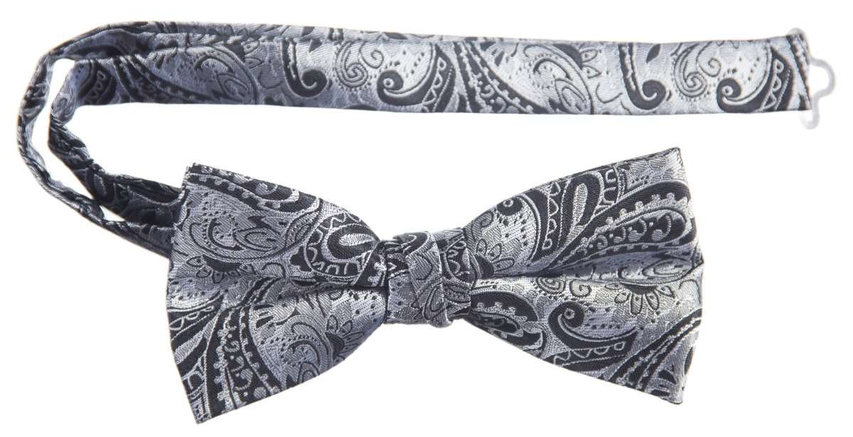 Pre - tied Adjustable Bow Tie of Satin Paisley Jacquard - Tuxgear
