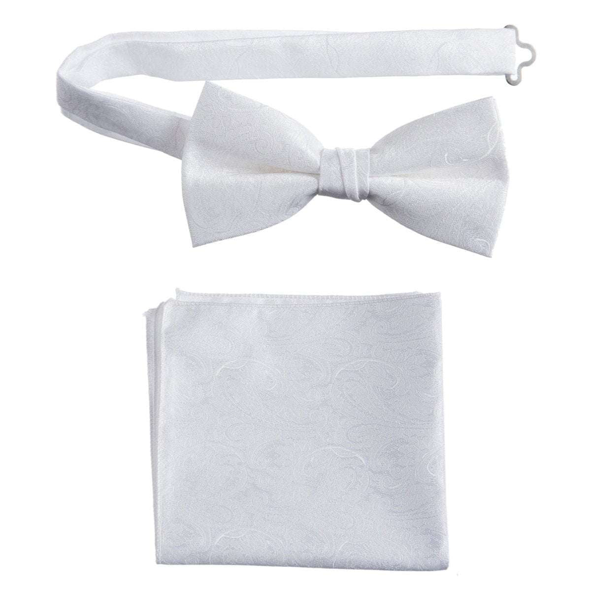 Pre - tied Bow Tie and Pocket Square Paisley Jacquard Handkerchief Sets - Tuxgear