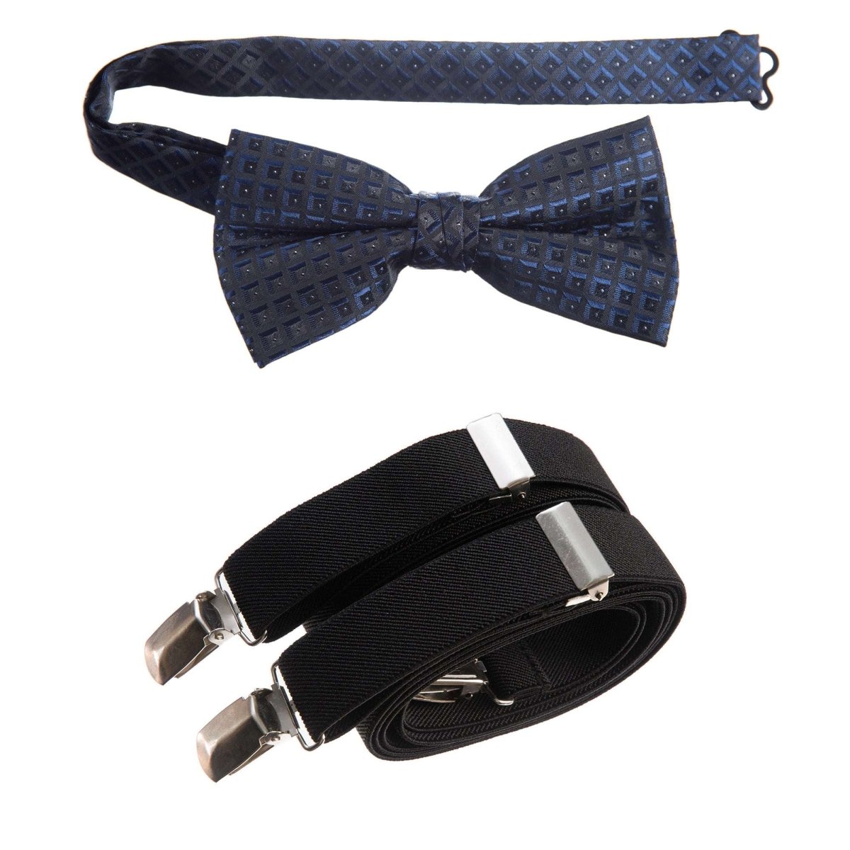 Pre - tied Bow Tie Paisley Jacquard and Adjustable Stretch Suspender Sets - Tuxgear