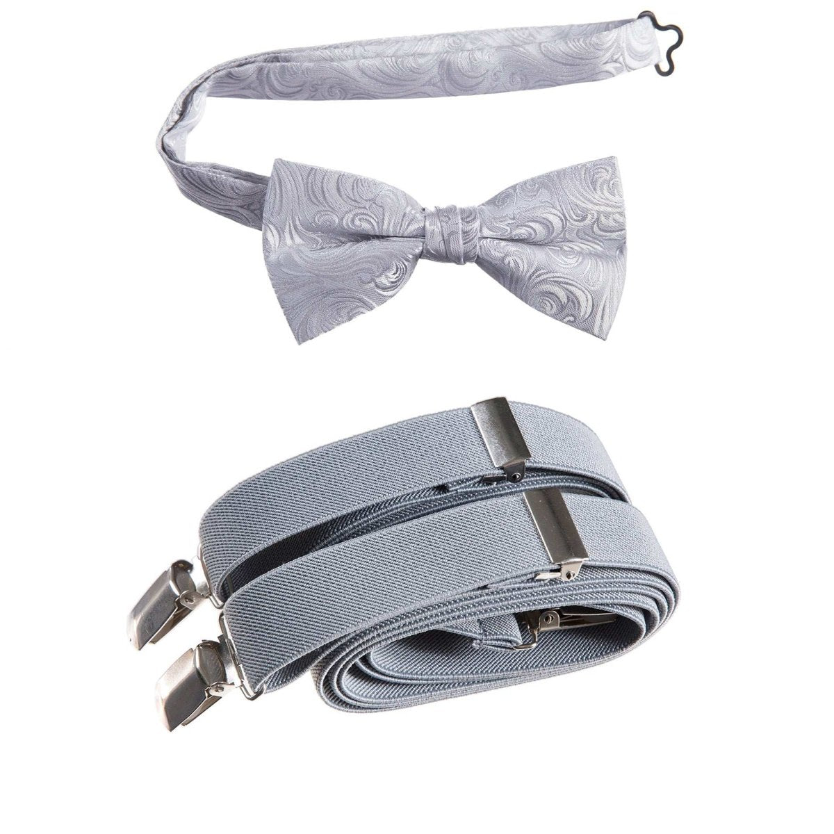 Pre - tied Bow Tie Paisley Jacquard and Adjustable Stretch Suspender Sets - Tuxgear
