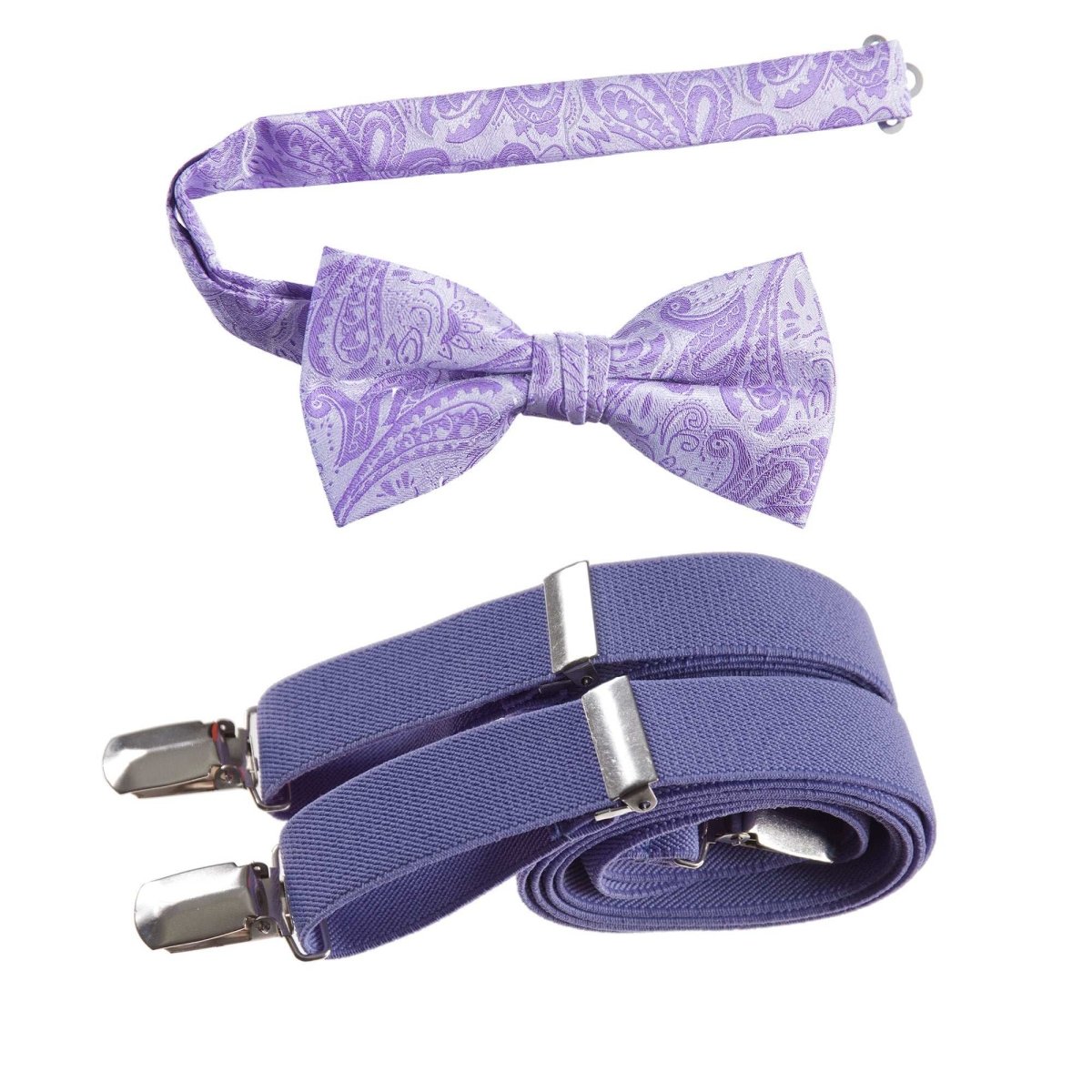 Pre - tied Bow Tie Paisley Jacquard and Adjustable Stretch Suspender Sets - Tuxgear