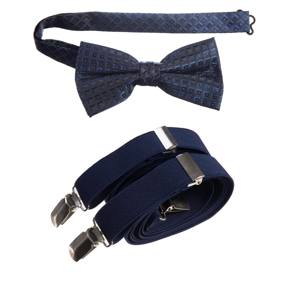 Pre - tied Bow Tie Paisley Jacquard and Adjustable Stretch Suspender Sets - Tuxgear
