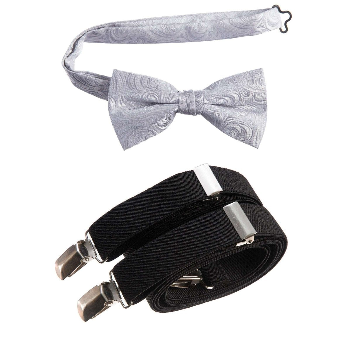 Pre - tied Bow Tie Paisley Jacquard and Adjustable Stretch Suspender Sets - Tuxgear