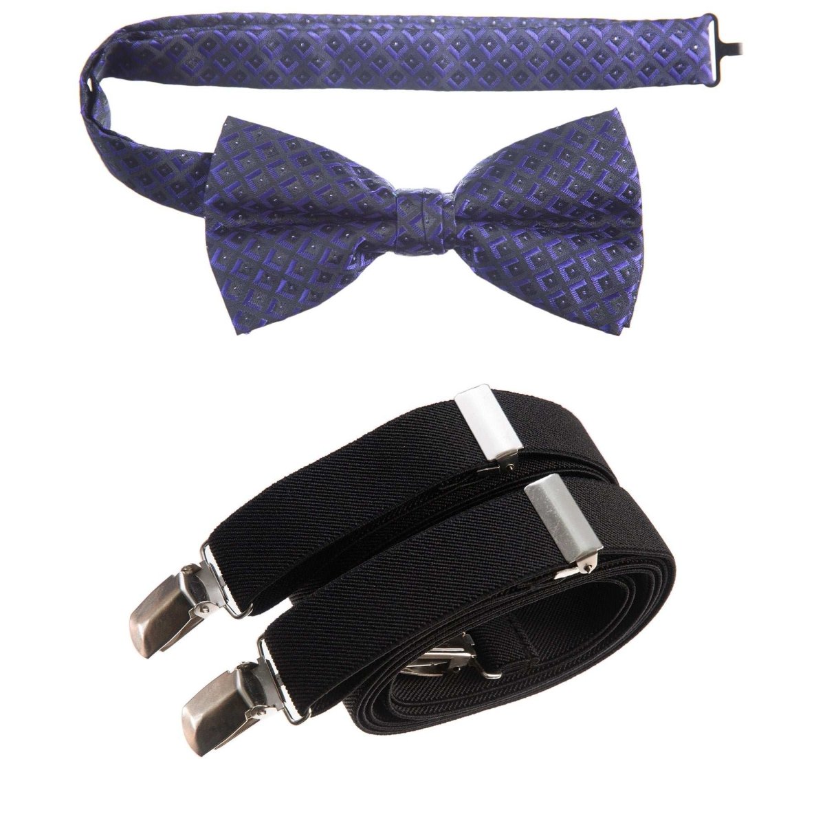 Pre - tied Bow Tie Paisley Jacquard and Adjustable Stretch Suspender Sets - Tuxgear