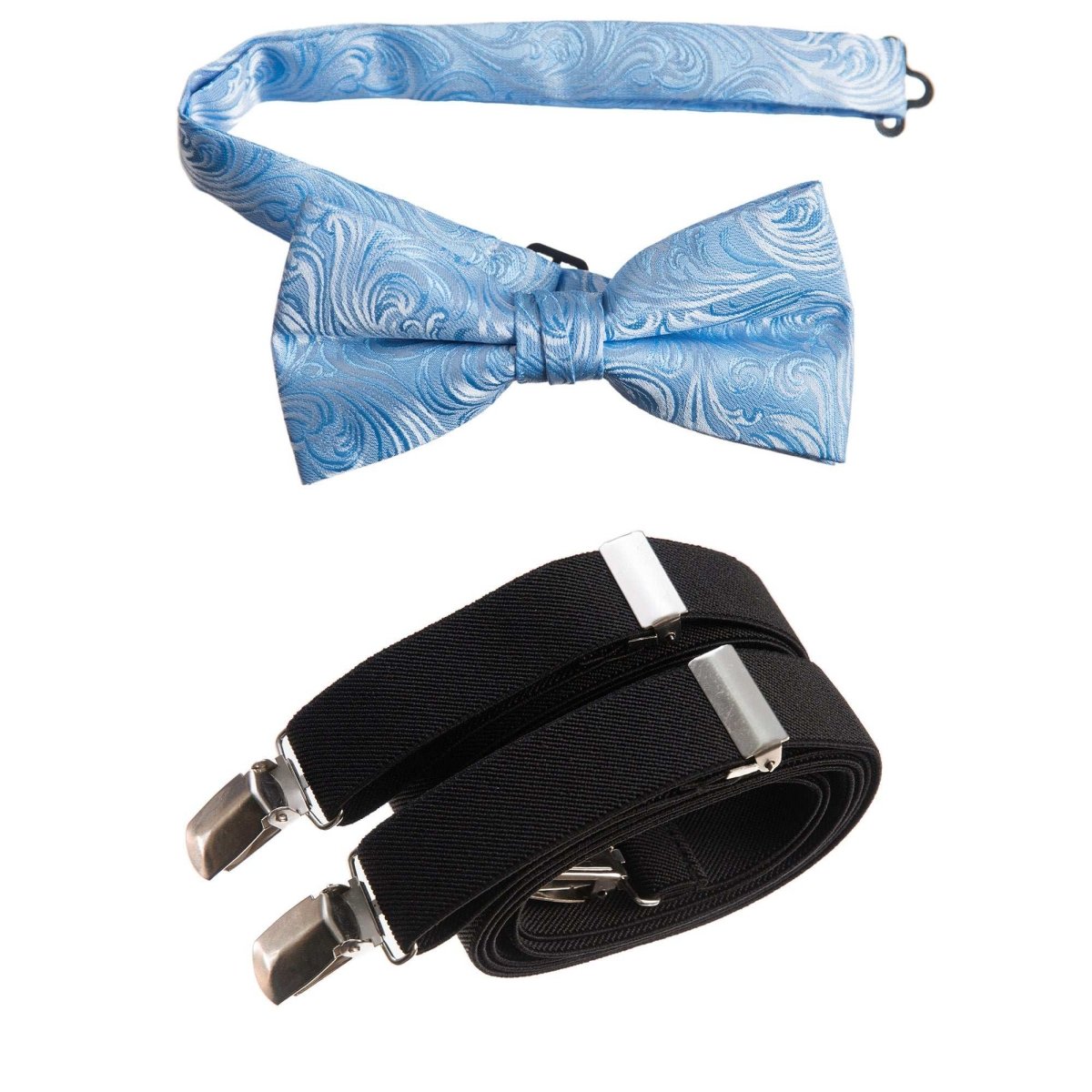 Pre - tied Bow Tie Paisley Jacquard and Adjustable Stretch Suspender Sets - Tuxgear