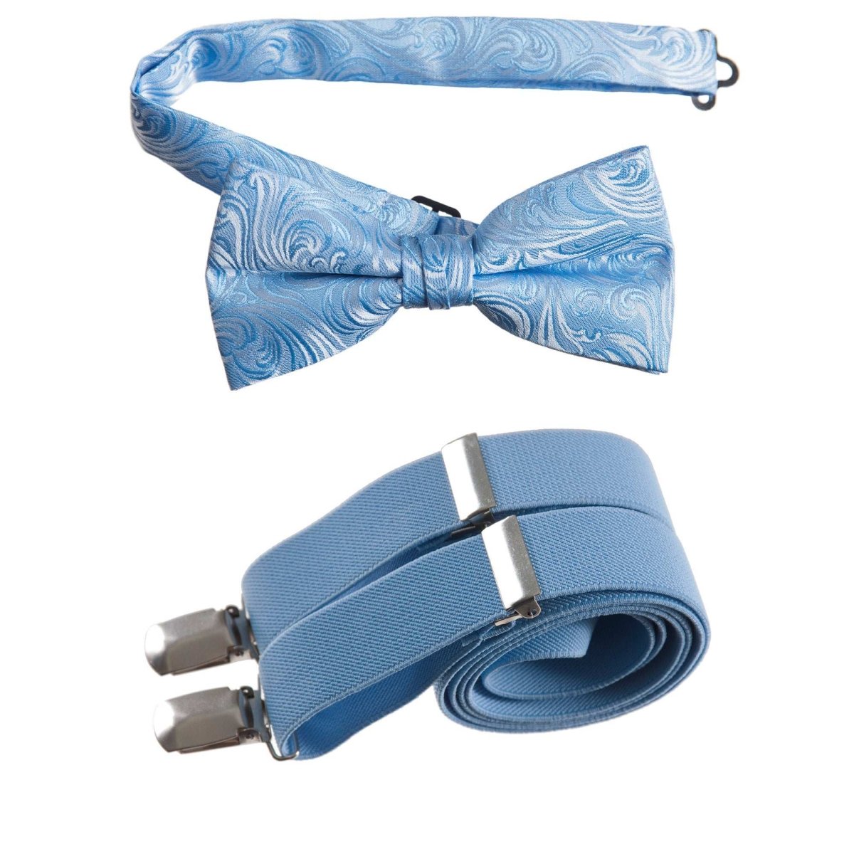Self Tie Bow Tie Paisley Jacquard and Adjustable Stretch Suspender Sets - Tuxgear