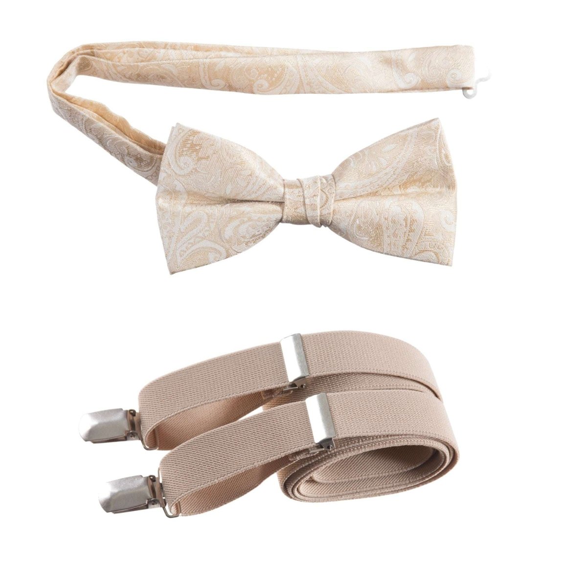 Self Tie Bow Tie Paisley Jacquard and Adjustable Stretch Suspender Sets - Tuxgear