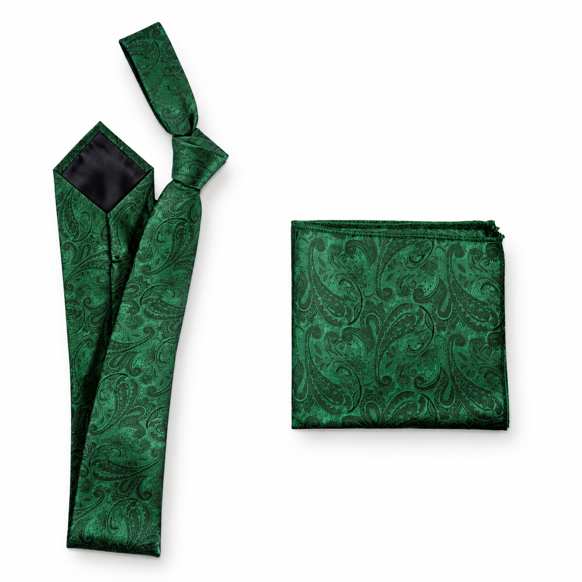 Self Tie Necktie and Pocket  Square Set - Paisley Jacquard — professional product photograph