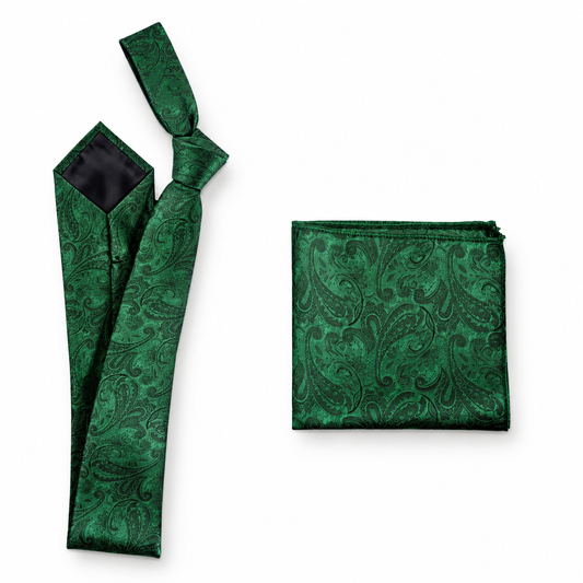 Self Tie Necktie and Pocket  Square Set - Paisley Jacquard — professional product photograph