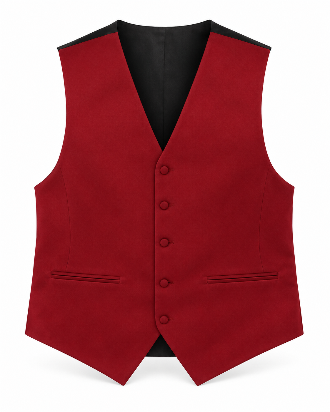 Apple Red satin vest front view on a white background