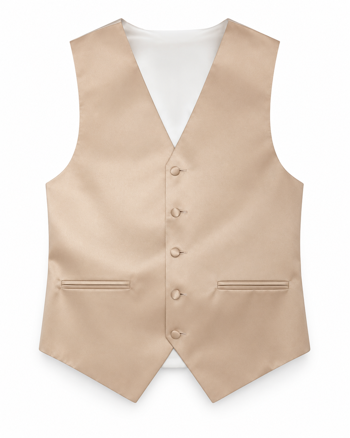 Blush satin vest front view on a white background