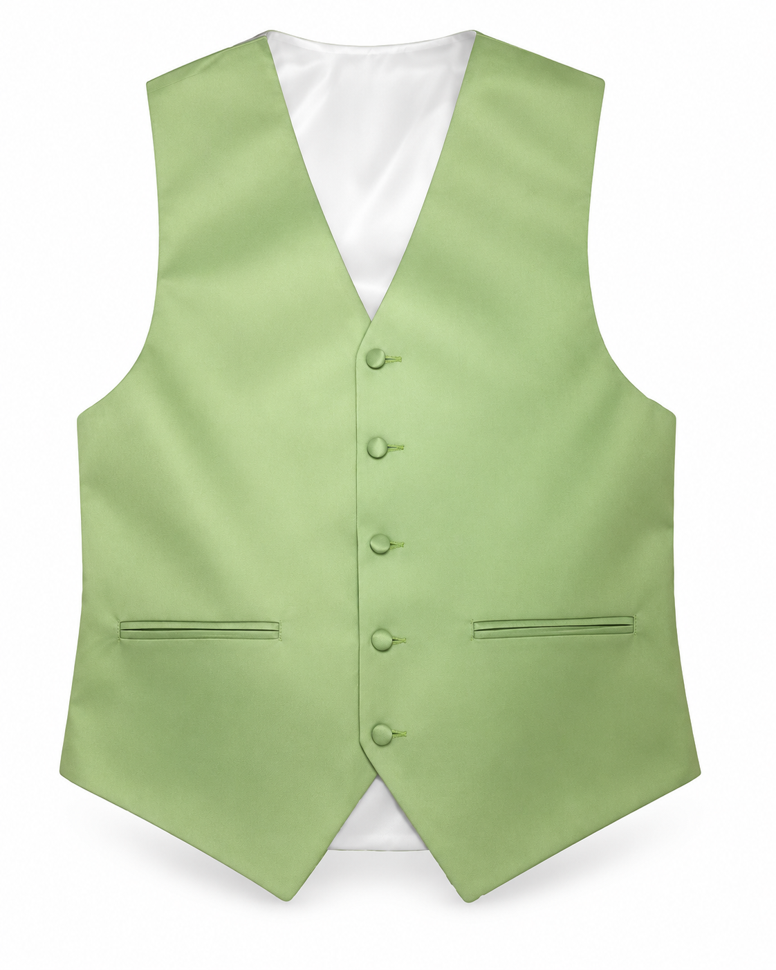 Celery satin vest front view on a white background