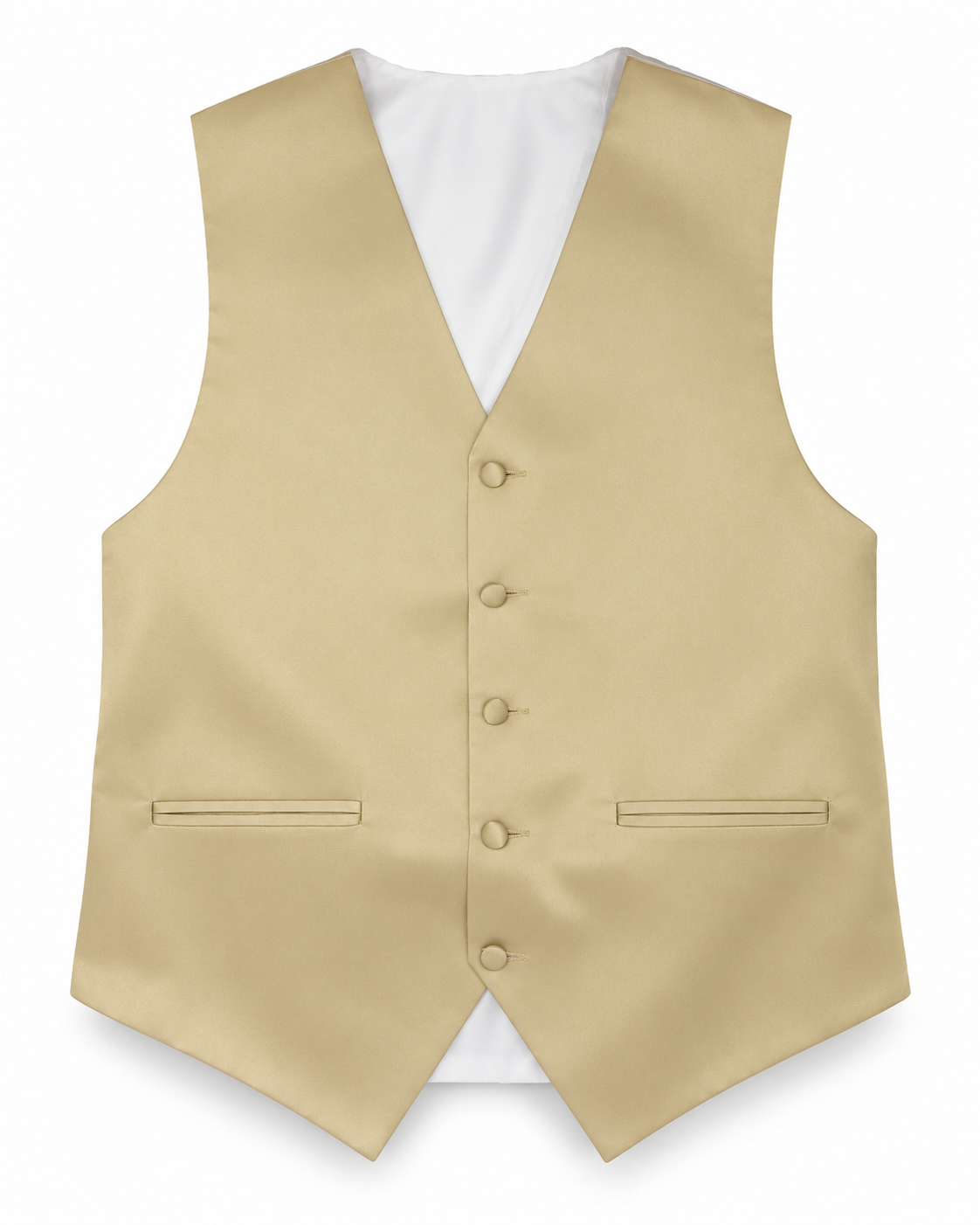 Champagne satin vest front view on a white background
