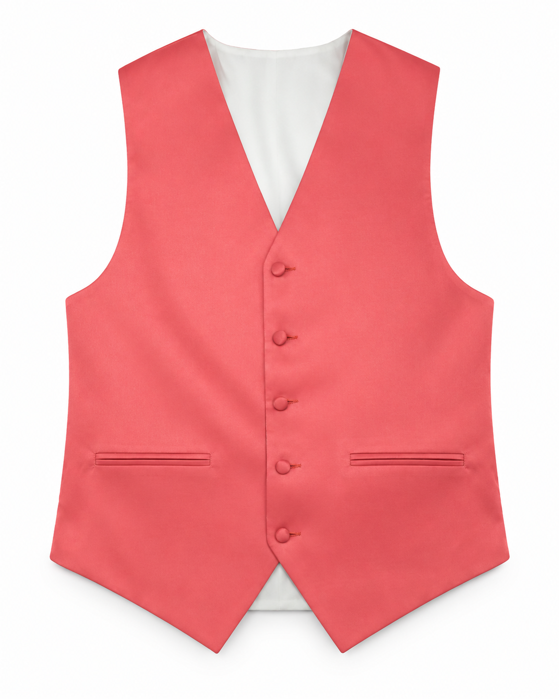Coral satin vest front view on a white background