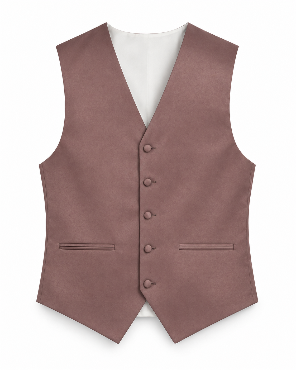 Dark Mauve satin vest front view on a white background