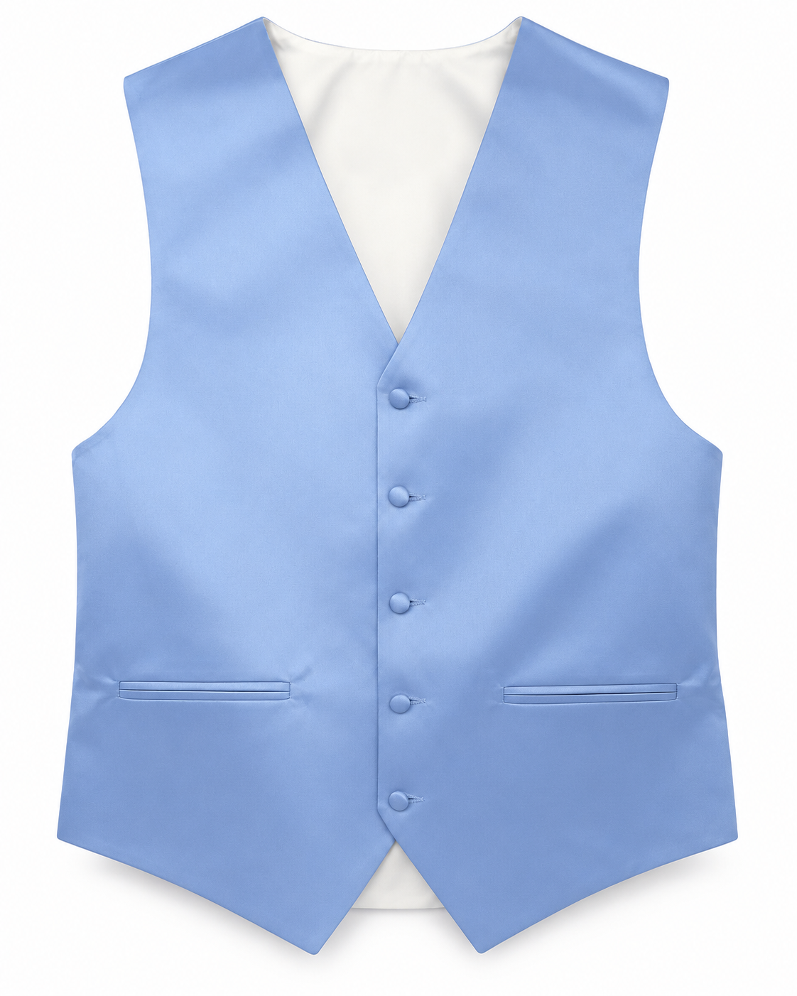 Dusty Blue satin vest front view on a white background