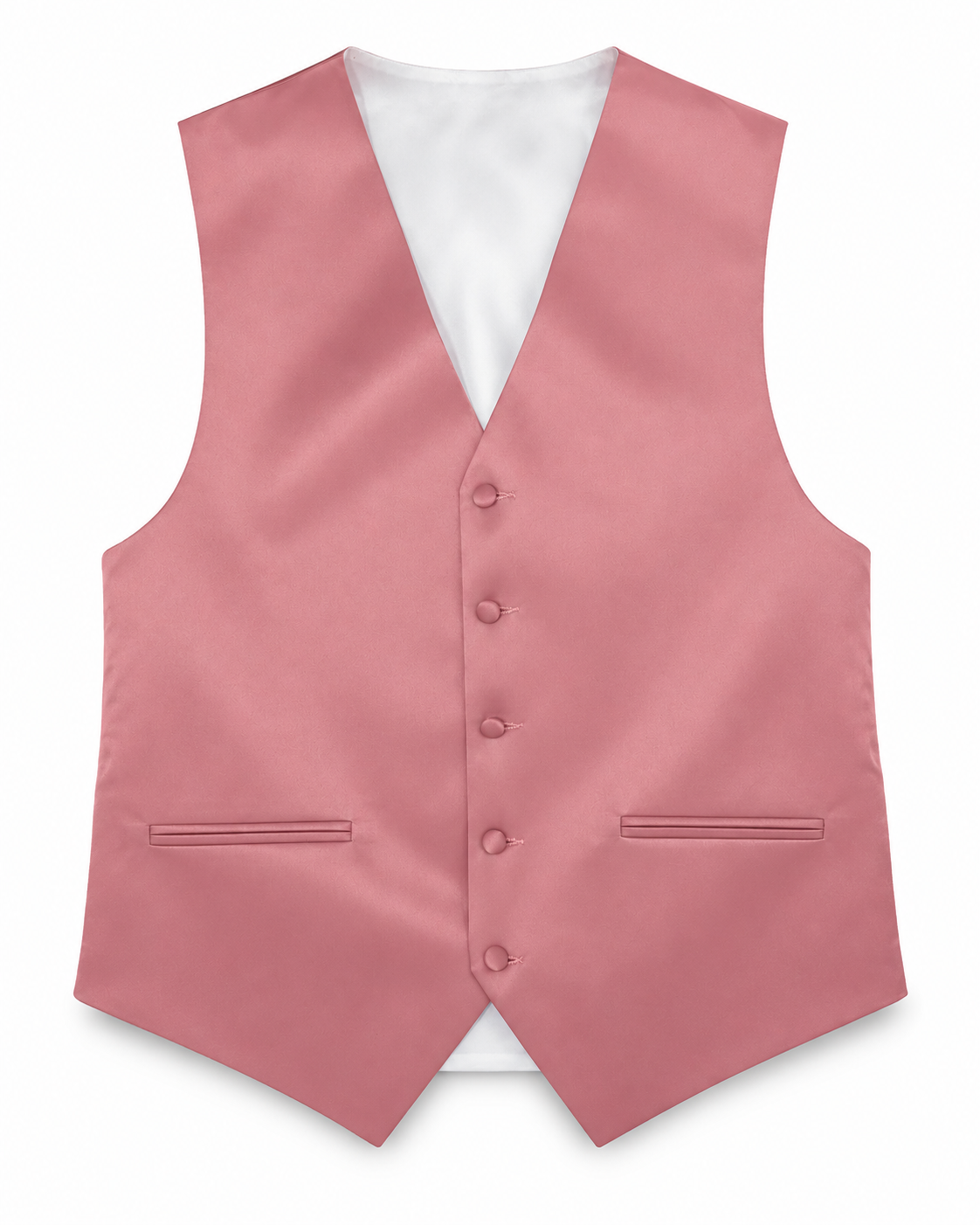 Dusty Rose satin vest front view on a white background