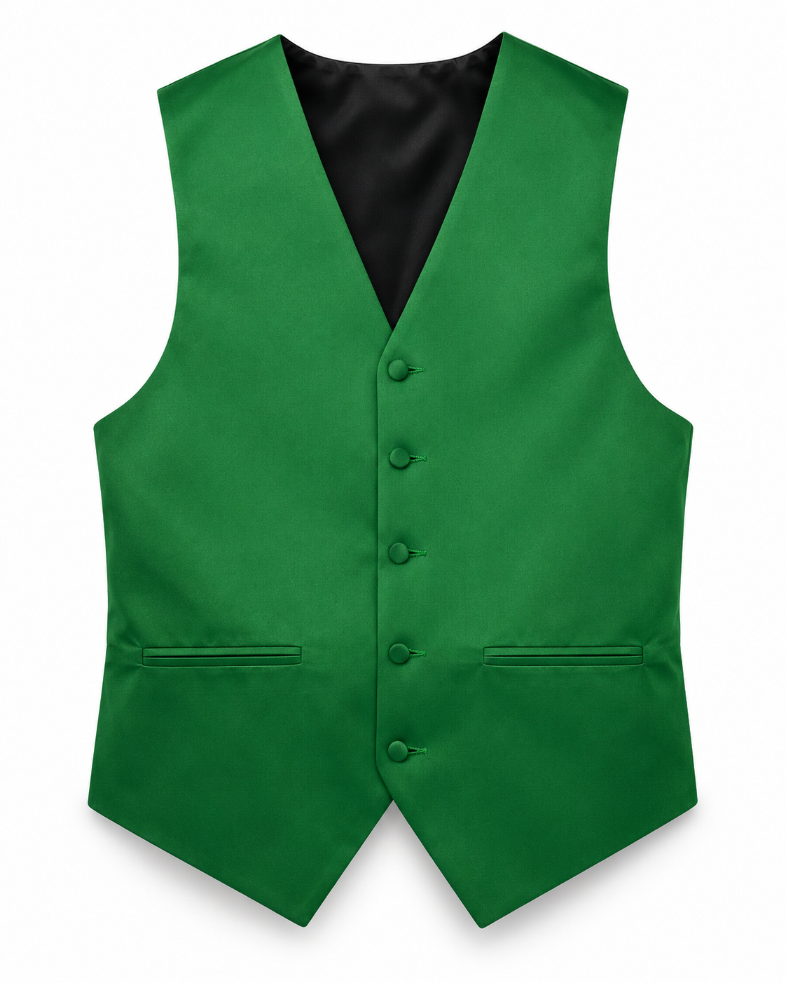 Emerald satin vest front view on a white background