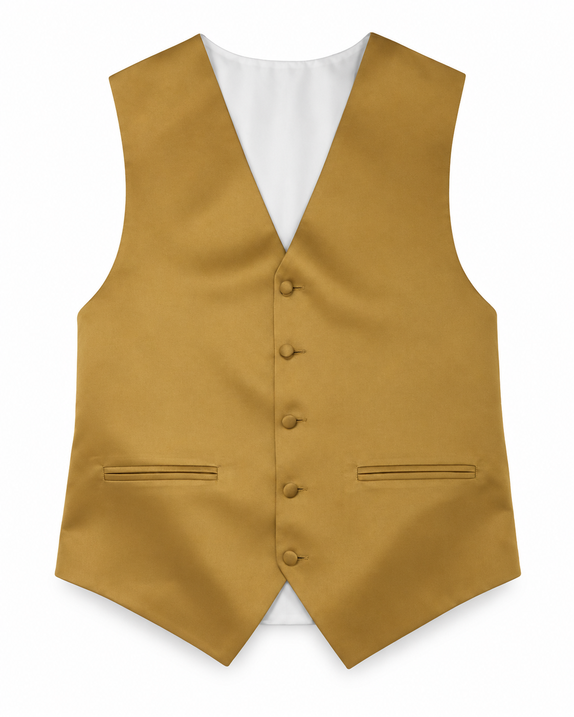 Gold satin vest front view on a white background